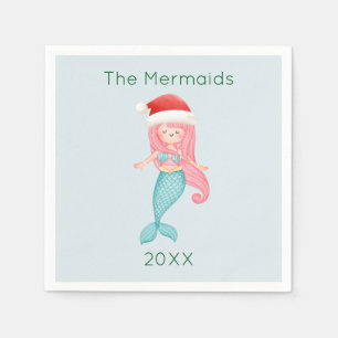 Mermaid Santa Christmas Serviette
