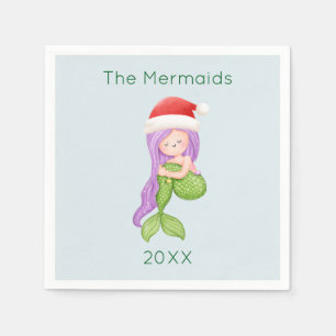 Mermaid Santa Christmas Serviette