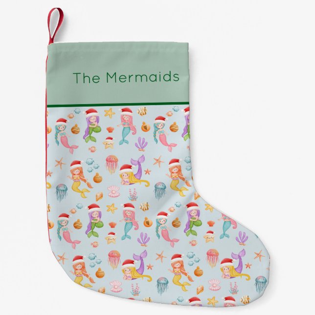 Mermaid Santa Pattern Kleiner Weihnachtsstrumpf (Vorderseite)