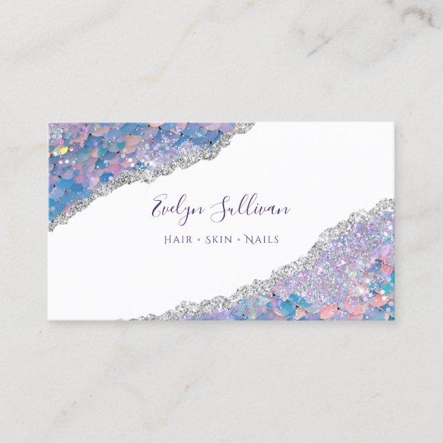 Mermaid Scale Glitzer Sequin Business Card Visitenkarte (Vorderseite)
