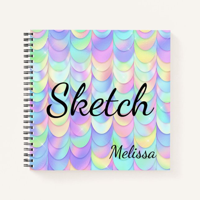 Mermaid Scale Monogram Sketchbook Notebook Notizbuch (Vorderseite)