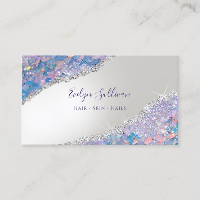 Mermaid Scale Sequin Imitats Fox Business Card Visitenkarte (Vorderseite)