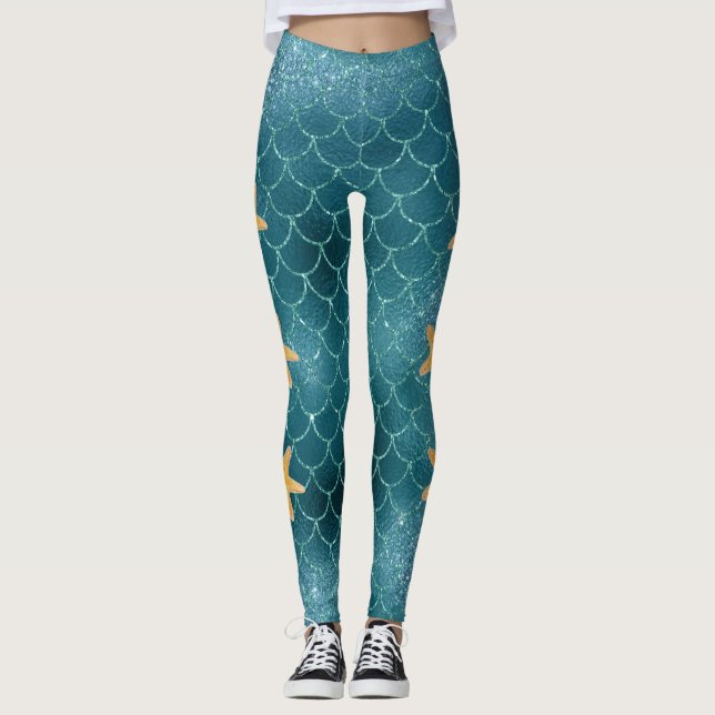 Mermaid Scales Blue Leggings (Vorderseite)