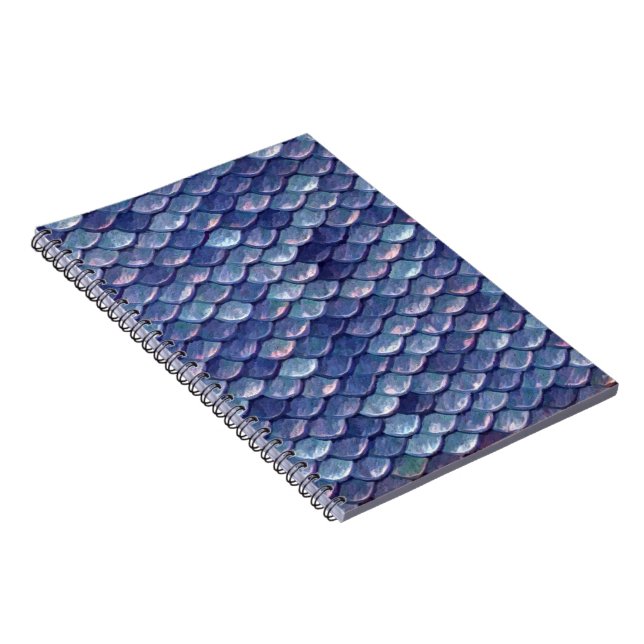 Mermaid Scales Blue Notizbuch Notizblock (Rechte Seite)