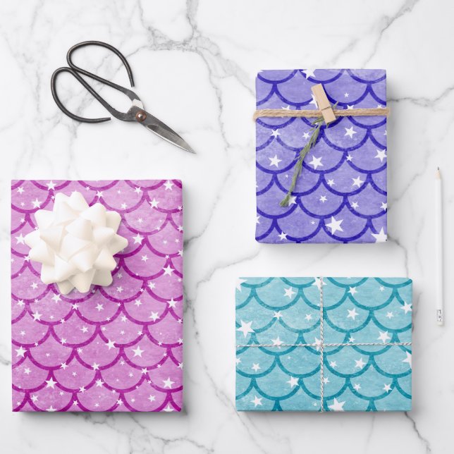 Mermaid Scales Design Wrapping Paper Set Geschenkpapier Set (Vorderseite)