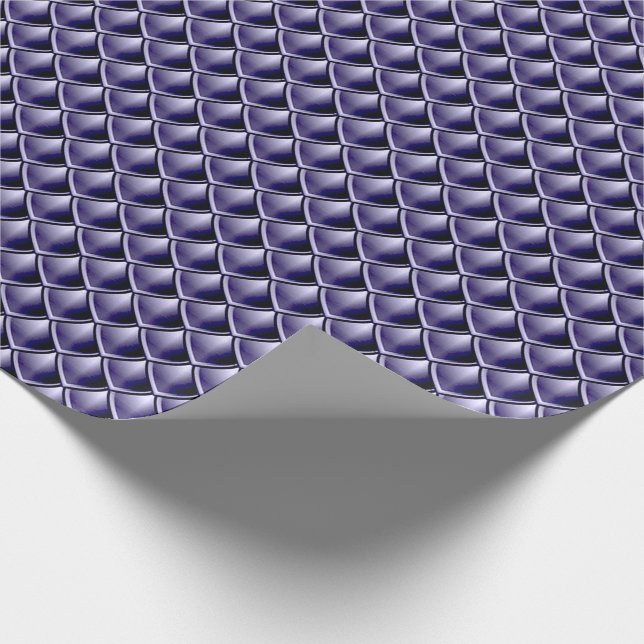 Mermaid Scales Dragon Skin Blue Navy Metallic Geschenkpapier (Ecke)