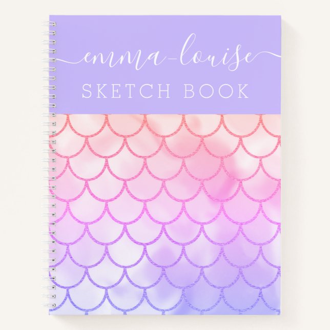 Mermaid Scales Glitzer Sketch Buch (Vorderseite)