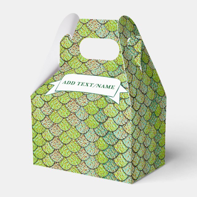 Mermaid Scales Green Pattern Individuelle Name Geschenkschachtel (Vorderseite)