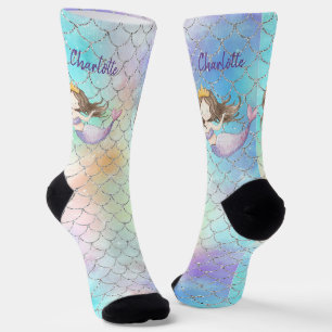 Mermaid Scales Imitate Glitzer Individuelle Name S Socken