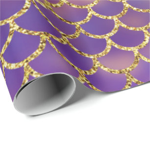 Mermaid Scales Lila Green Blue Gold Geschenkpapier
