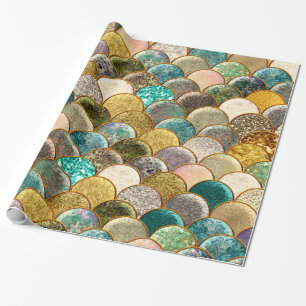 Mermaid Scales Multicolor Glitter Glam Trendy Geschenkpapier