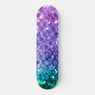 Mermaid Scales on Unicorn Girls Glitzer #19 Skateboard