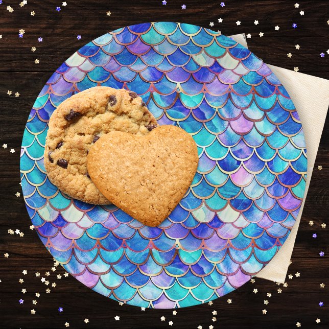 Mermaid Scales Pattern Little Girls Birthday Party Pappteller (Von Creator hochgeladen)