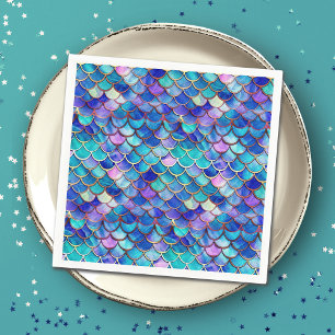 Mermaid Scales Pattern Little Girls Geburtstagspar Serviette