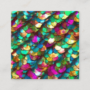 Mermaid Scales Pearled Diamond Mixed Media Graphic Quadratische Visitenkarte