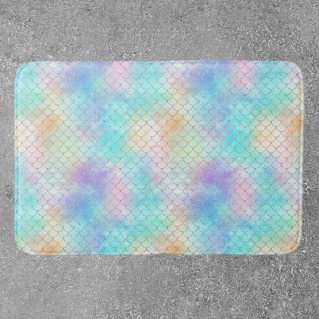 Mermaid Scales Pink Blue Badematte (Von Creator hochgeladen)