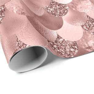 Mermaid Scales Pink Rose Gold Glitzer Spark Rose Geschenkpapier