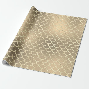 Mermaid Scales Smoky Gold Champagner Geschenkpapier