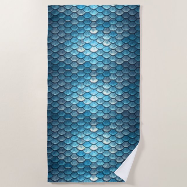 Mermaid Scales Turquoise Strandtuch (Vorderseite)