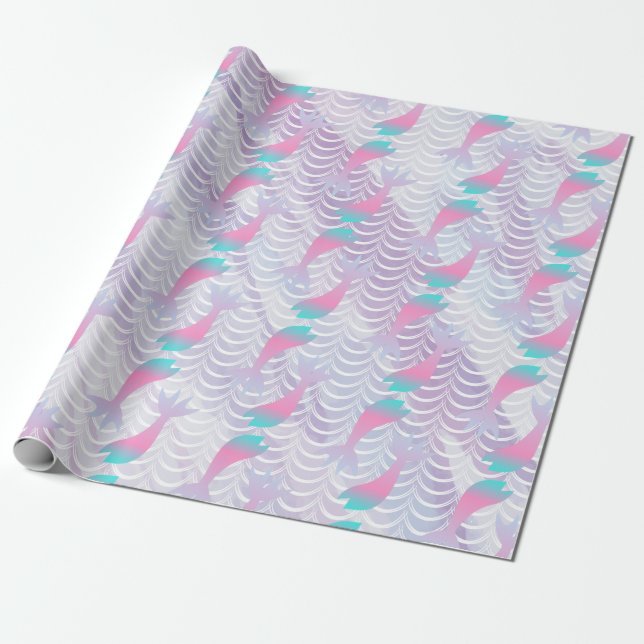 Mermaid Scales Wasserfarbmuster Lila Geschenkpapier (Ungerollt)