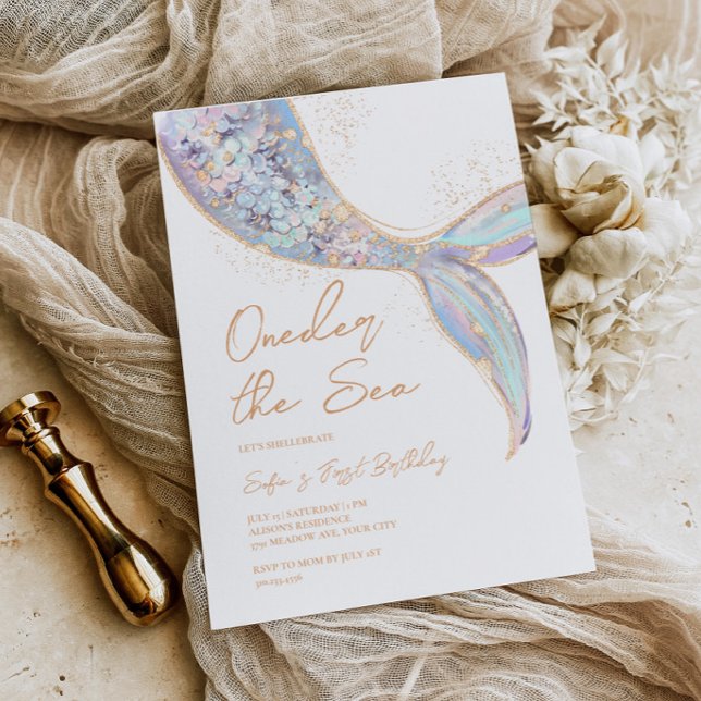 Mermaid Schwanz 1. Geburtstag Einladung (Von Creator hochgeladen)