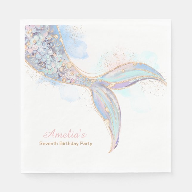 Mermaid Schwanz Birthday Party Napkins Serviette (Vorderseite)