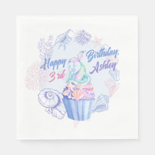 Mermaid Schwanz Cupcake Birthday Paper Napkins Serviette