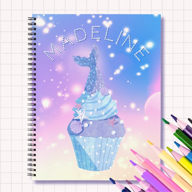 Mermaid Schwanz Cupcake Pastell Pink Blau Personal Notizbuch (Von Creator hochgeladen)