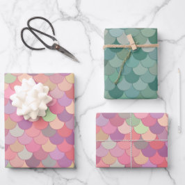 Mermaid Schwanz Geometric Pastell Muster Geschenkpapier Set