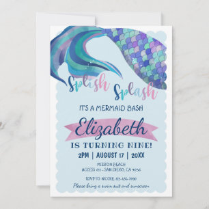 Mermaid Schwanz Glitzer Hintergrund Geburtstagspar Einladung