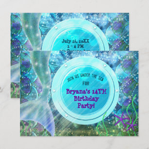 Mermaid Schwanz Magic Under Sea Birthday Party Einladung