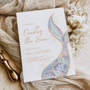 Mermaid Schwanz Oneder Sea Birthday Einladung