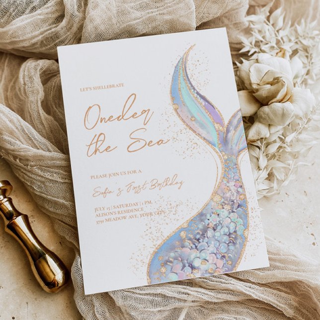 Mermaid Schwanz Oneder Sea Birthday Einladung (Von Creator hochgeladen)