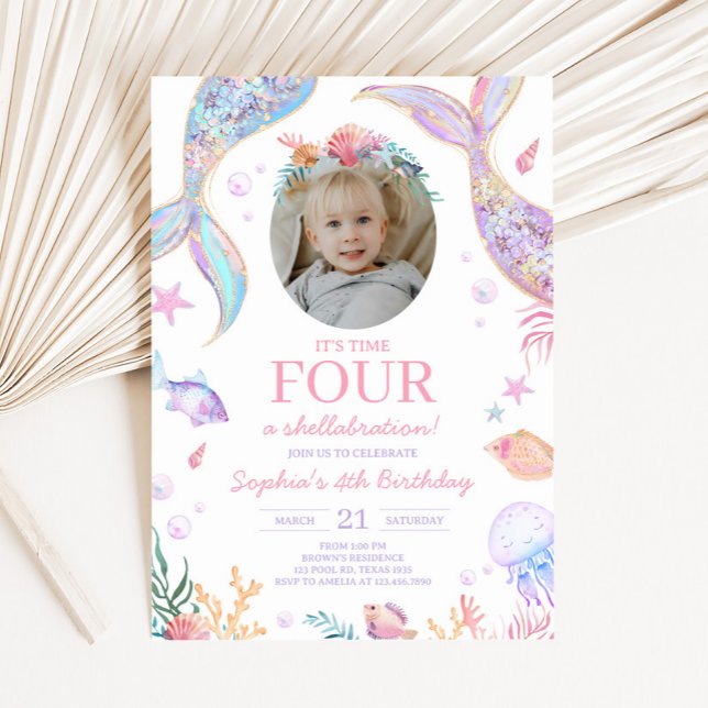 Mermaid Schwanz Sea Birthday Party Einladung (Mermaid Tail Birthday Party Invitation)