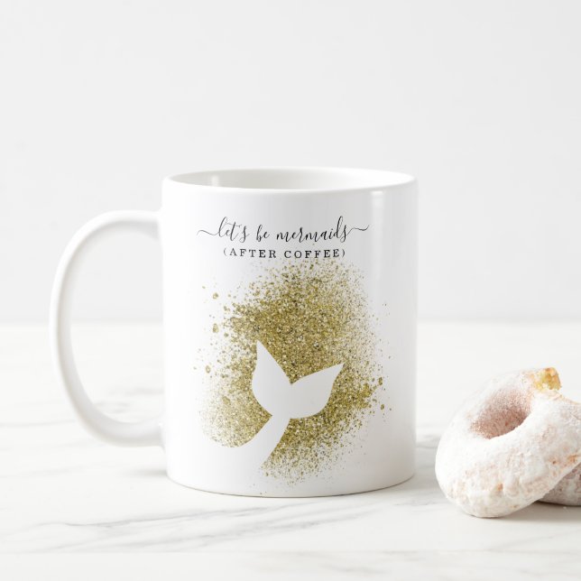 Mermaid Schwanz Silhouette in Gold Glitzer Tasse (Mit Donut)