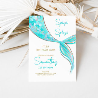 Mermaid Schwanz Thema Geburtstag Einladung