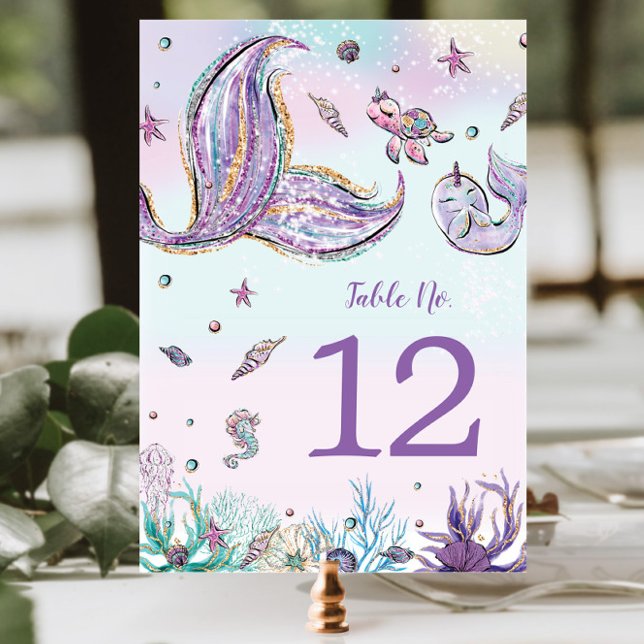 Mermaid Schwanz Under Sea Birthday Baby Shower Tischnummer (Von Creator hochgeladen)