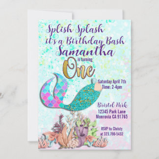 Mermaid Schwanz Under Sea Birthday Einladung
