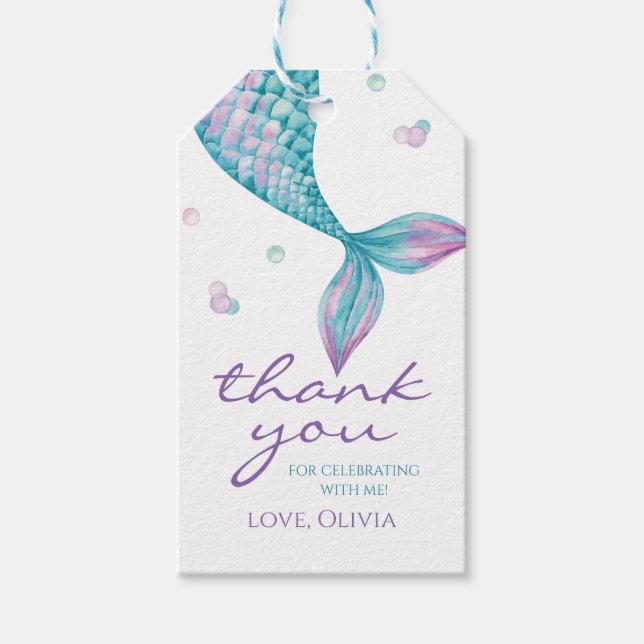 Mermaid Schwanz Under Sea Birthday favorisieren Ge Geschenkanhänger (Vorderseite)