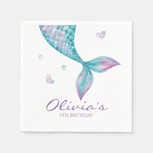 Mermaid Schwanz Under Sea Birthday Napkins Serviette