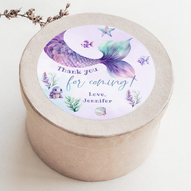 Mermaid Schwanz Under the sea Danke für Ihren Besu Runder Aufkleber (Von Creator hochgeladen)