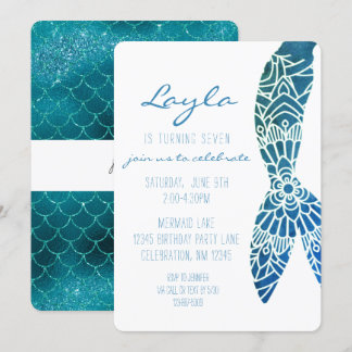 Mermaid Schwanz Under the Sea Girl Einladung zum G