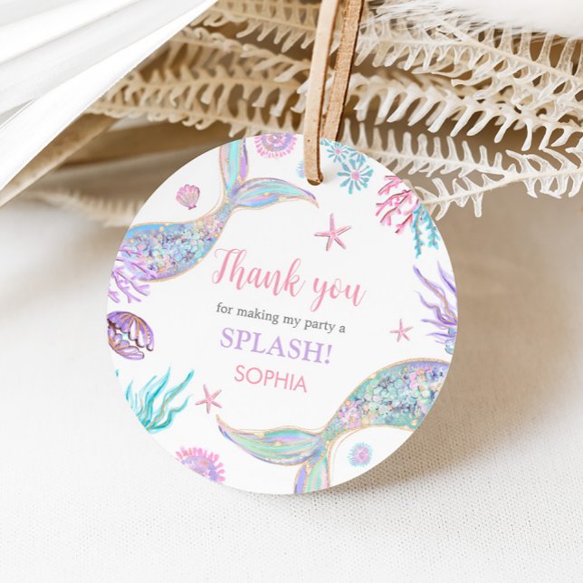 Mermaid-Schwanz Vierte Geburtstagspartei Geschenkanhänger (Mermaid Tail Birthday Party Favor Tags)