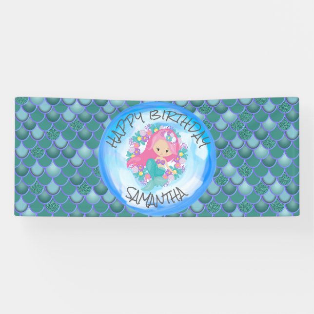 Mermaid Sea Blue Green Banner (Horizontal)