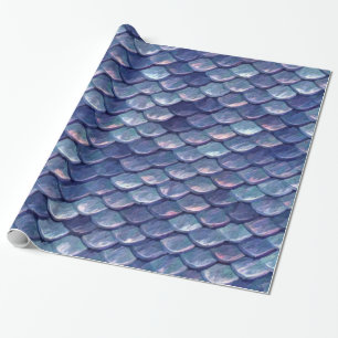 Mermaid Sea Blue Scales Geschenkpapier