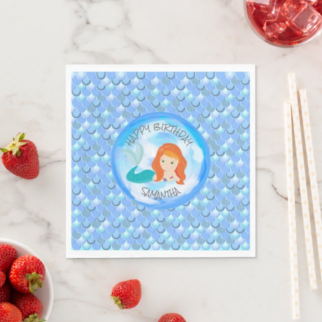 Mermaid Sea Blue Scales Napkins Serviette (Beispiel)