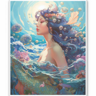 Mermaid Sea Goddess Fantasy Art Aufkleber
