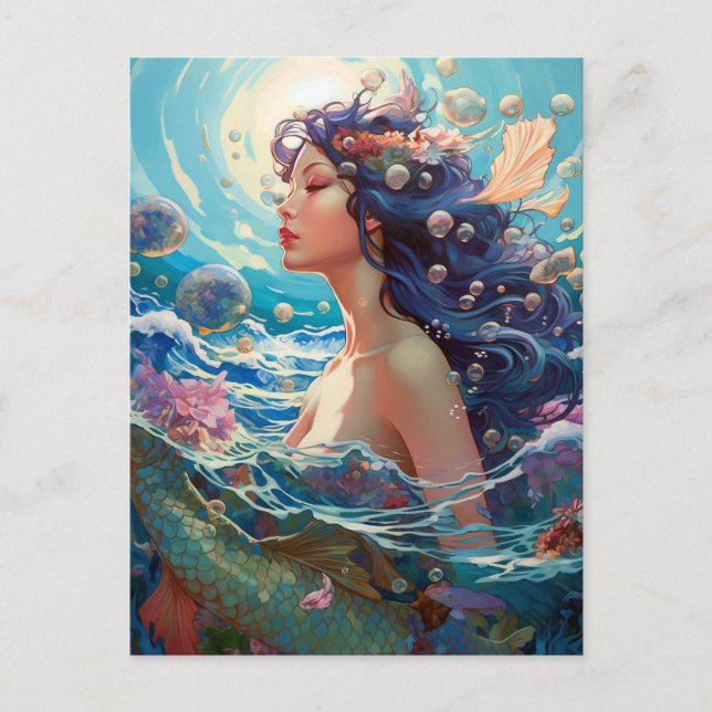 Mermaid Sea Goddess Fantasy Art Postkarte (Vorderseite)