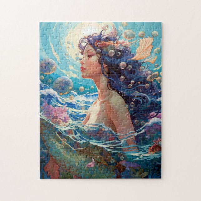 Mermaid Sea Goddess Fantasy Art Puzzle (Vertikal)