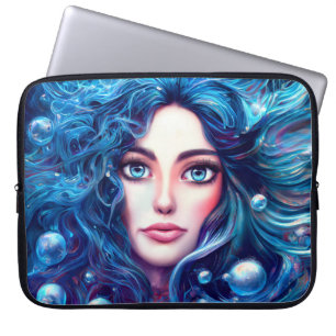 Mermaid Sea Goddess Nymph Siren Blue Underwater Laptopschutzhülle